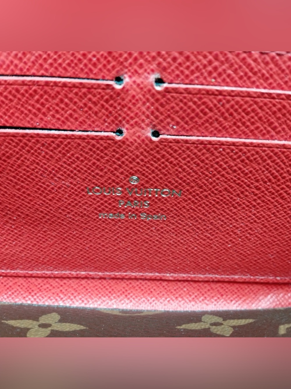 (SOLD) Louis Vuitton Brown Monogram Zippy Wallet with Red Flower Charm - Picture 3 of 7